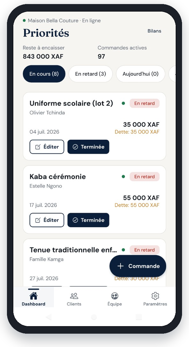 Aperçu de l’application XFashion — priorités et commandes